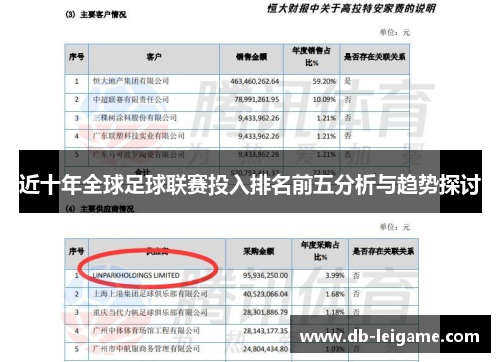 近十年全球足球联赛投入排名前五分析与趋势探讨